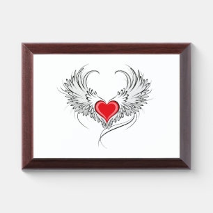 Red Angel Heart with wings Award Plaque