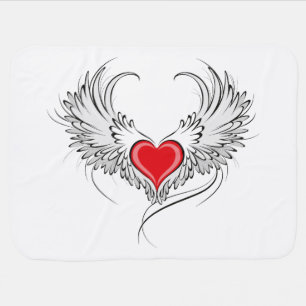 Red Angel Heart with wings Baby Blanket