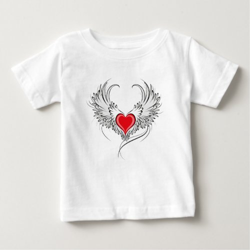 Red Angel Heart with wings Baby T_Shirt