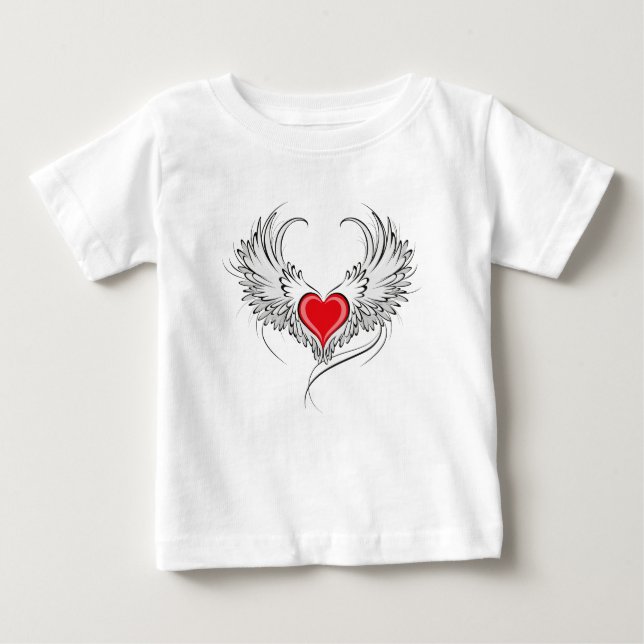 Red Angel Heart with wings Baby T-Shirt (Front)