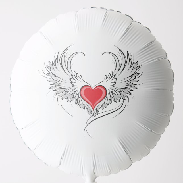 Red Angel Heart with wings Balloon (Front)