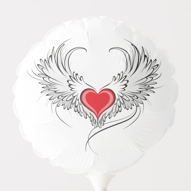 Red Angel Heart with wings Balloon (Front)