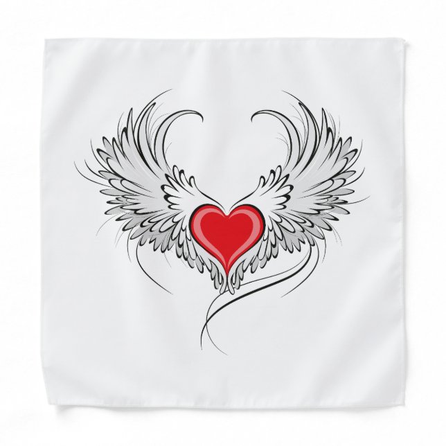 Red Angel Heart with wings Bandana (Front)