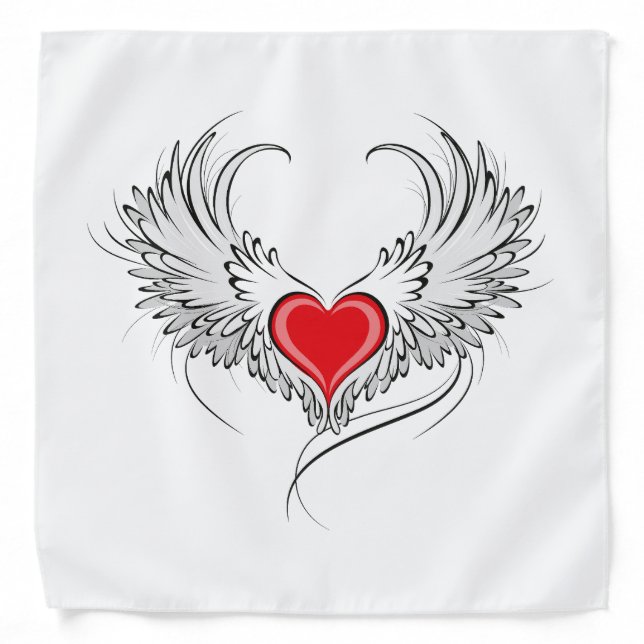 Red Angel Heart with wings Bandana (Front)