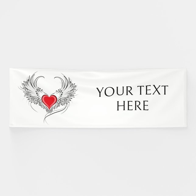 Red Angel Heart with wings Banner (Horizontal)