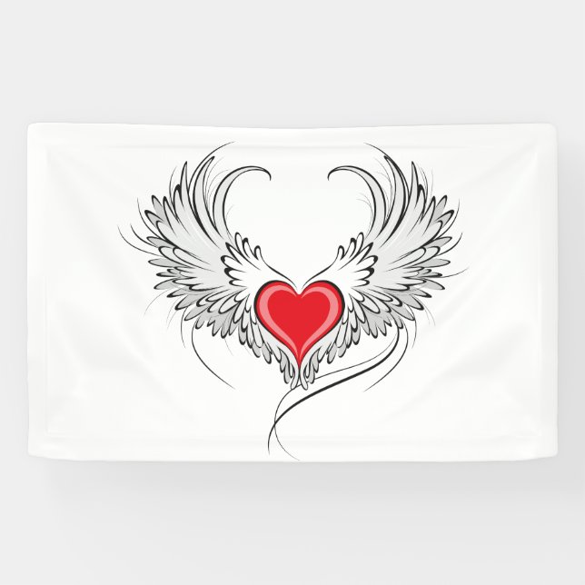Red Angel Heart with wings Banner (Horizontal)
