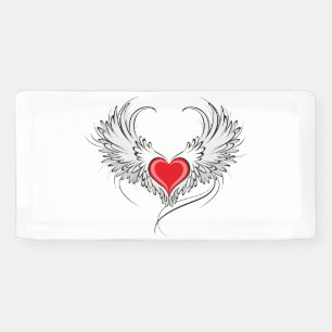 Red Angel Heart with wings Banner