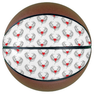 Red Angel Heart with wings Basketball