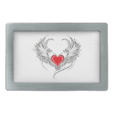 Red Angel Heart with wings Belt Buckle | Zazzle display picture 3