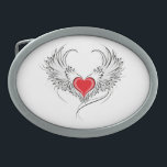 Red Angel Heart with wings Belt Buckle<br><div class="desc">Artistically painted red heart with angel wings gray,  decorated with black smooth contour.</div>