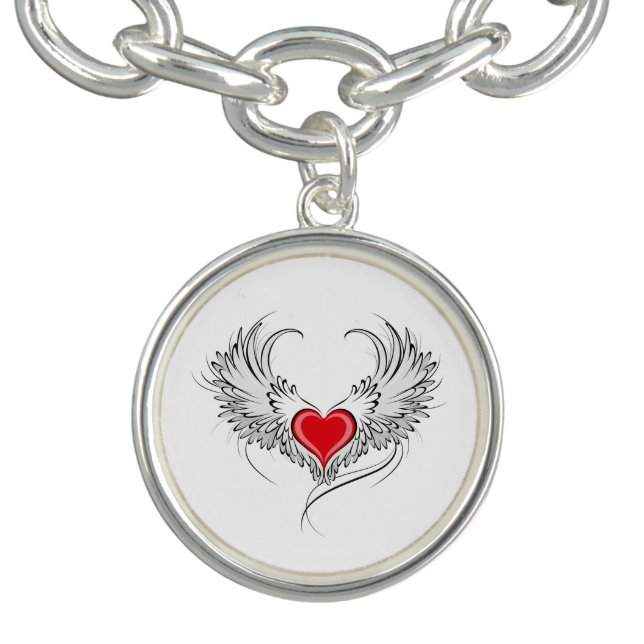 Red Angel Heart with wings Bracelet (Design)
