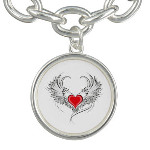 Red Angel Heart with wings Bracelet
