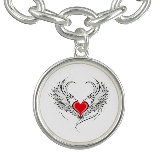 Red Angel Heart with wings Bracelet (Design)
