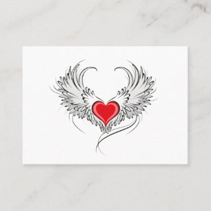 Red Angel Heart with wings Business Card