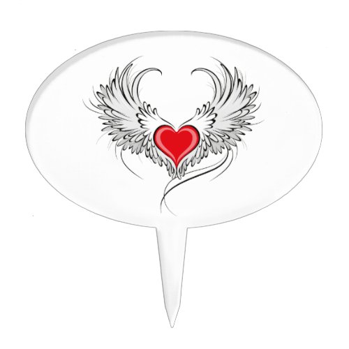 Red Angel Heart with wings Cake Topper