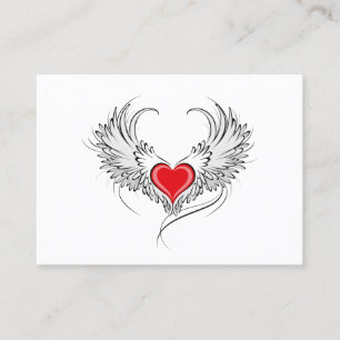 Red Angel Heart with wings Calling Card