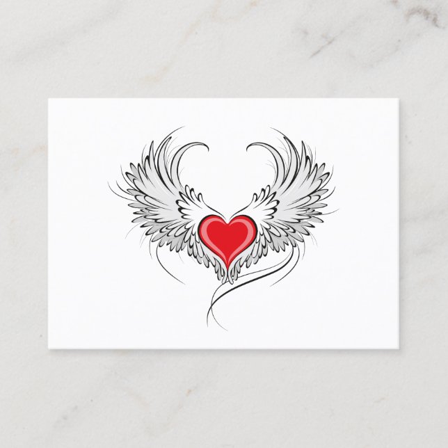 Red Angel Heart with wings Calling Card (Front)
