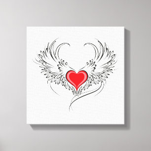 Red Angel Heart with wings Canvas Print