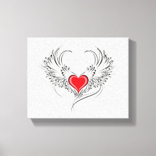 Red Angel Heart with wings Canvas Print