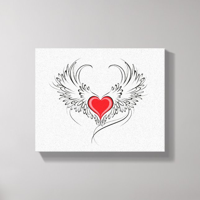 Red Angel Heart with wings Canvas Print (Front)