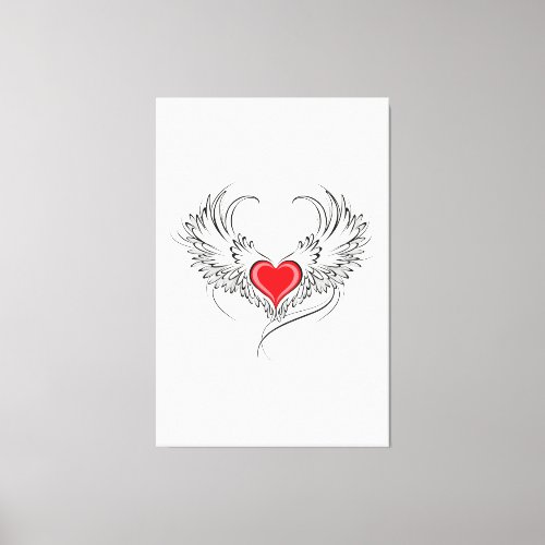 Red Angel Heart with wings Canvas Print