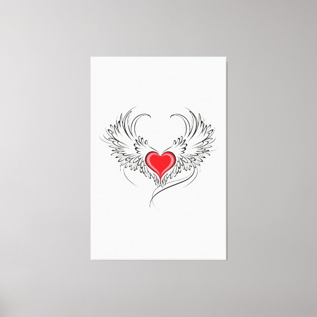 Red Angel Heart with wings Canvas Print (Front)