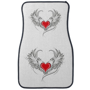 Red Angel Heart with wings Car Floor Mat