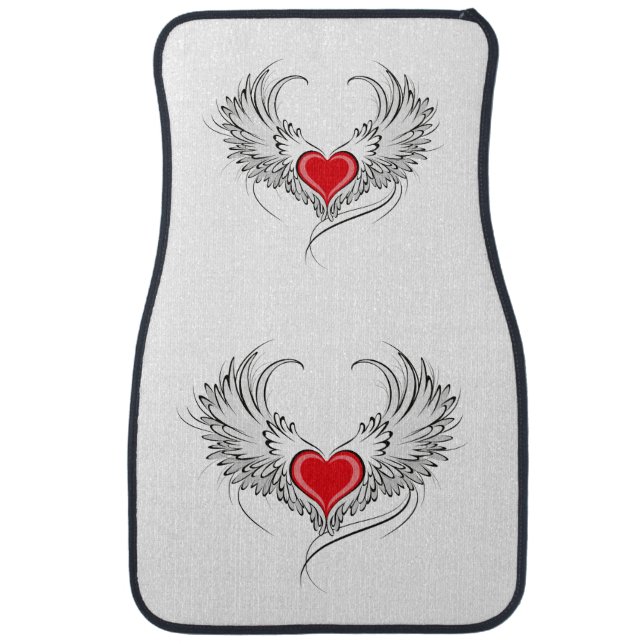 Red Angel Heart with wings Car Floor Mat (Front)