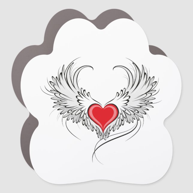 Red Angel Heart with wings Car Magnet (Front)
