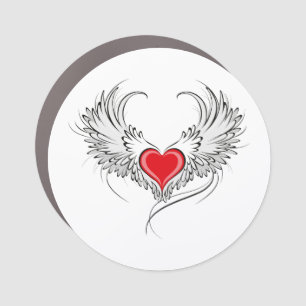 Red Angel Heart with wings Car Magnet