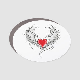 Red Angel Heart with wings Car Magnet