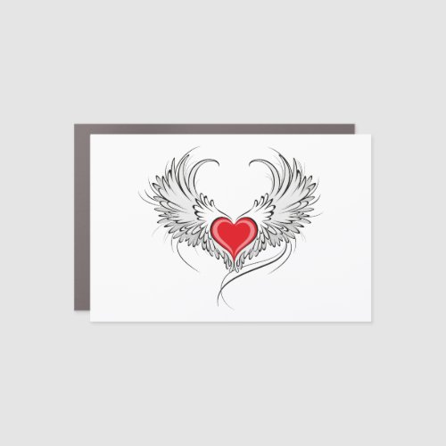 Red Angel Heart with wings Car Magnet