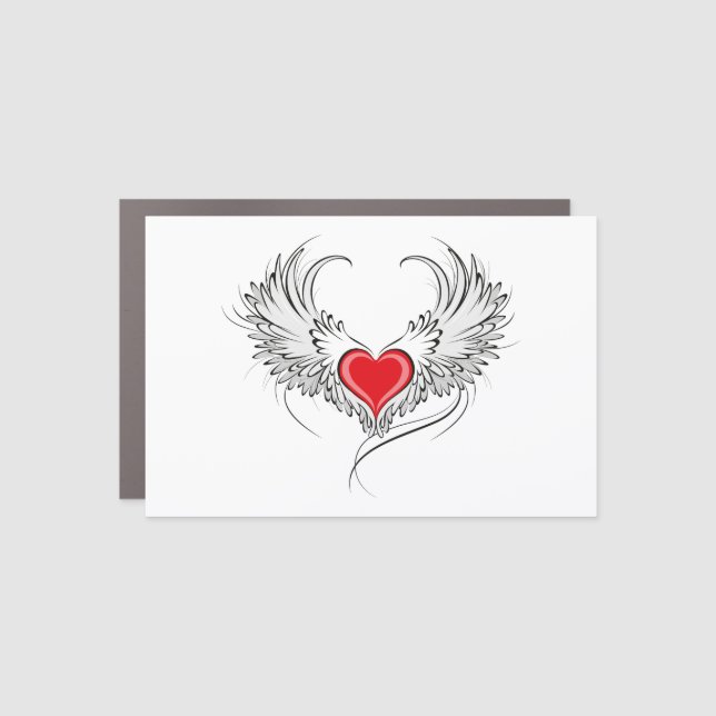 Red Angel Heart with wings Car Magnet (Front)