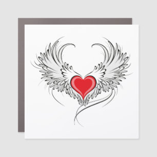 Red Angel Heart with wings Car Magnet