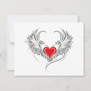 Red Angel Heart with wings Card