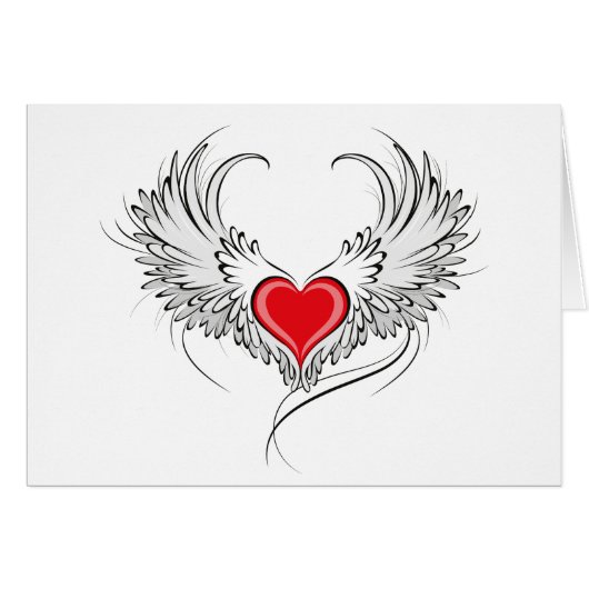 Red Angel Heart with wings Cards (Front Horizontal)