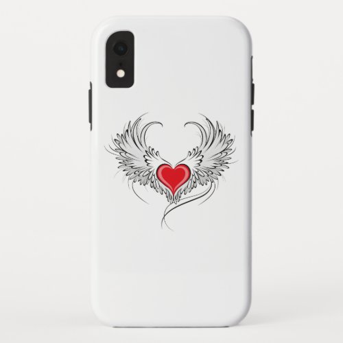 Red Angel Heart with wings iPhone XR Case