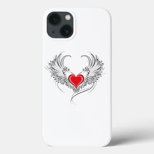 Red Angel Heart with wings iPhone 13 Case