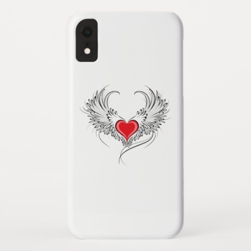Red Angel Heart with wings iPhone XR Case