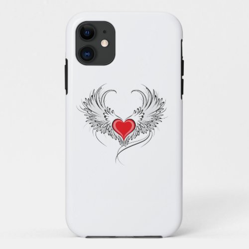 Red Angel Heart with wings iPhone 11 Case