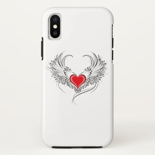 Red Angel Heart with wings iPhone X Case