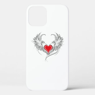 Red Angel Heart with wings iPhone 12 Case