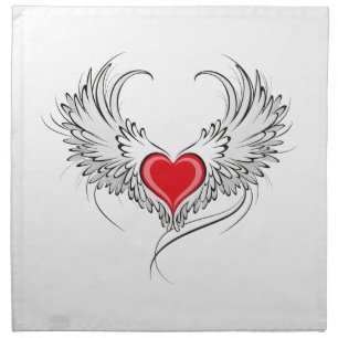 Red Angel Heart with wings Cloth Napkin