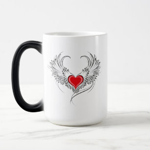 Red Angel Heart with wings Color Morph Mug