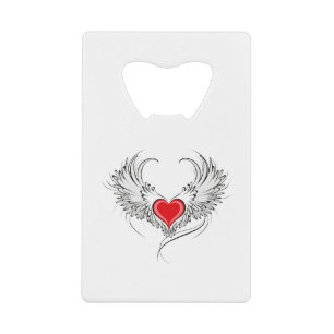 Red Angel Heart with wings Credit Card Bottle Opener