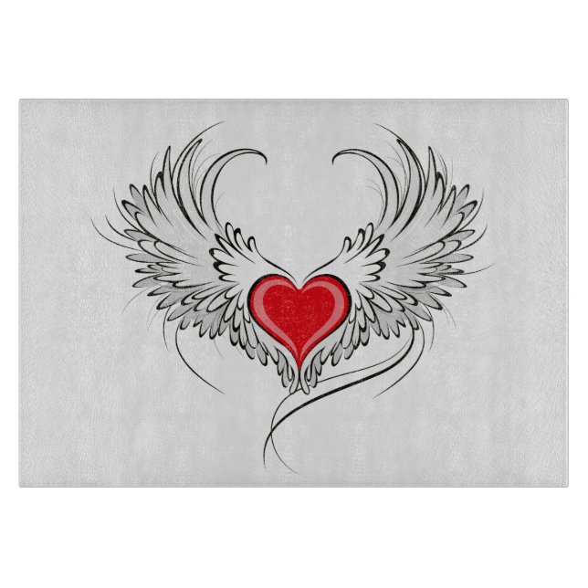 Red Angel Heart with wings Cutting Board (Front)