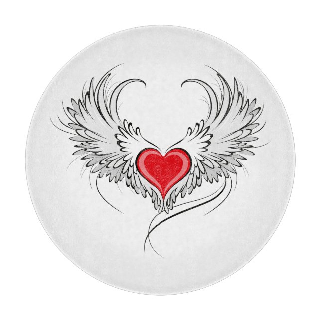 Red Angel Heart with wings Cutting Board (Front)