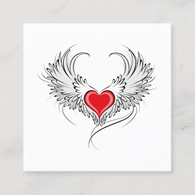 Red Angel Heart with wings Discount Card (Front)