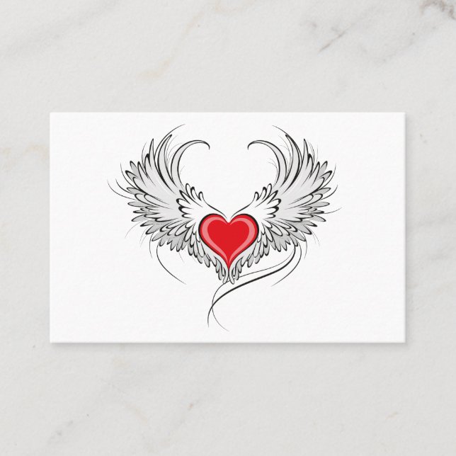 Red Angel Heart with wings Discount Card (Front)