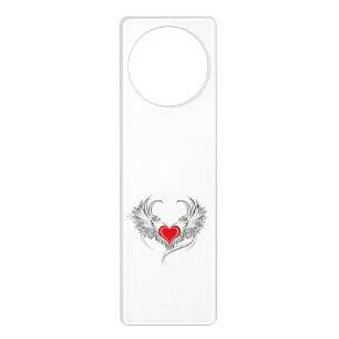 Red Angel Heart with wings Door Hanger